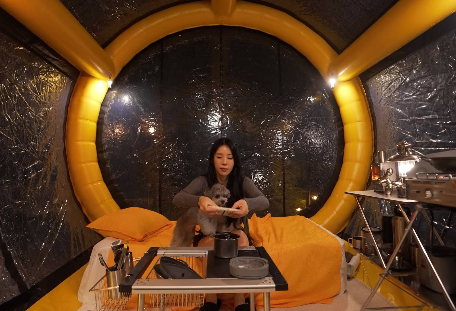 Inside A 100-Sq-Ft Tent: A Girl's Cozy Moments During A Rainy Camp Under Thunderstorms_11